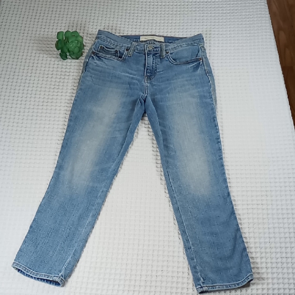 GAP 1969 Best Girlfriend Crop Denim Pant Size 24P Gold Metallic Thread Stitching